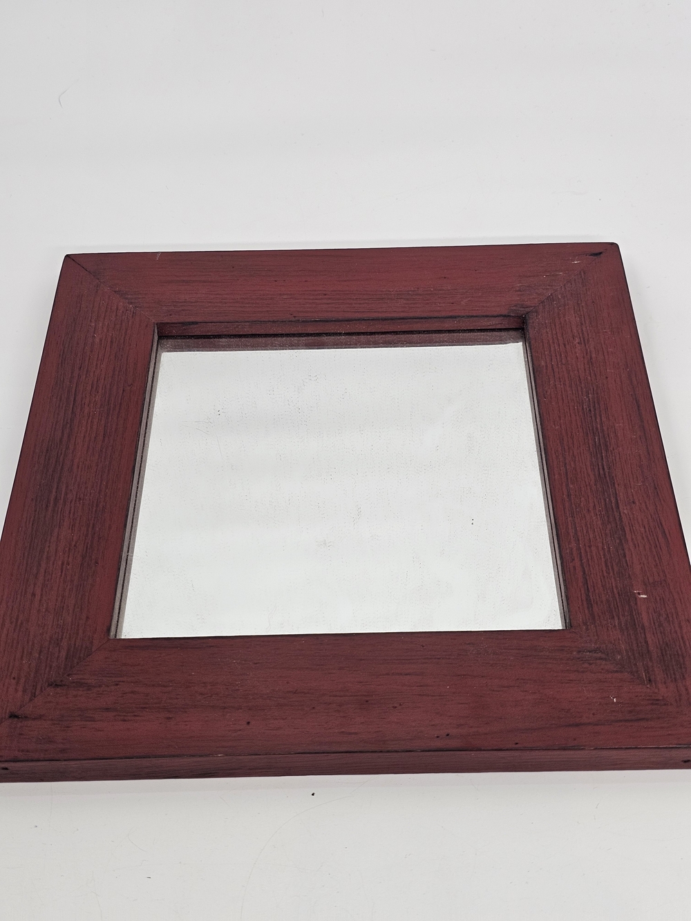 Nice Quality Square Wooden Wall Mirror in Deep Red